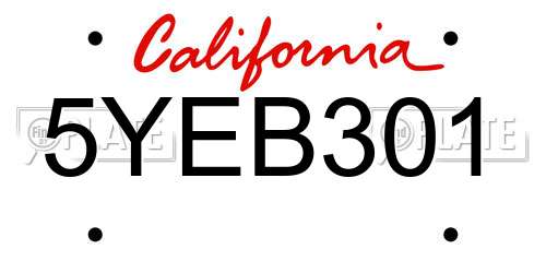 5YEB301 California License Plate