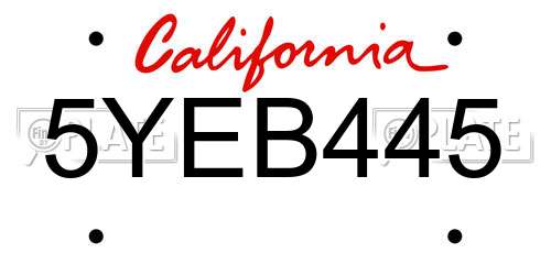 5YEB445 California License Plate
