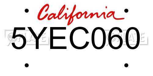 5YEC060 California License Plate