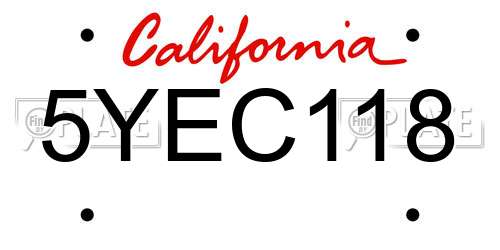 5YEC118 California License Plate