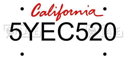 5YEC520 California License Plate