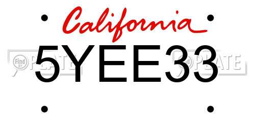 5YEE33 California License Plate