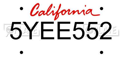 5YEE552 California License Plate