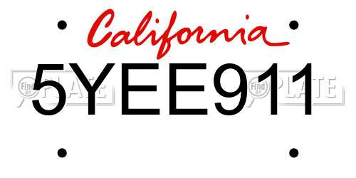 5YEE911 California License Plate