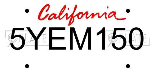 5YEM150 California License Plate