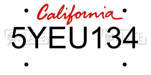 5YEU134 California License Plate