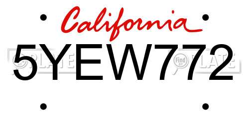5YEW772 California License Plate