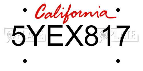 5YEX817 California License Plate