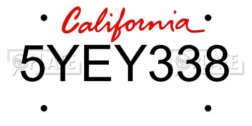 5YEY338 California License Plate
