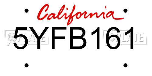 5YFB161 California License Plate