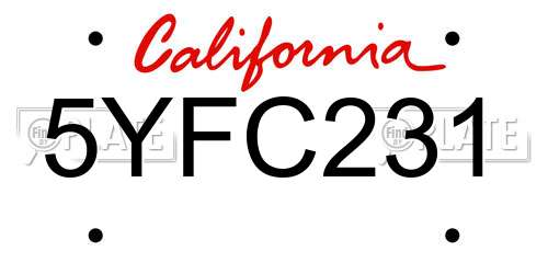 5YFC231 California License Plate