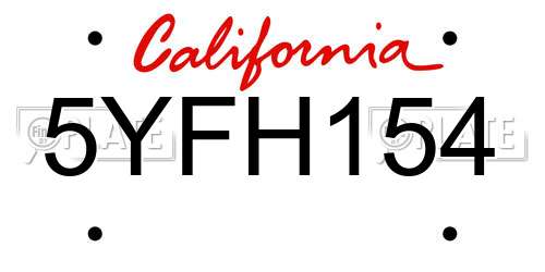 5YFH154 California License Plate