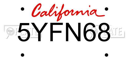 5YFN68 California License Plate