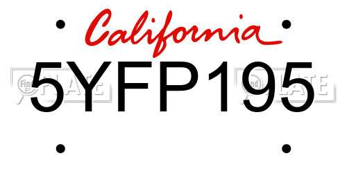 5YFP195 California License Plate