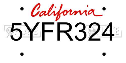 5YFR324 California License Plate