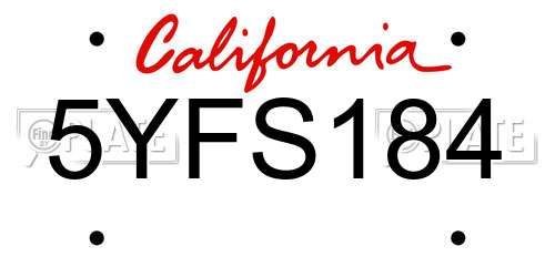 5YFS184 California License Plate