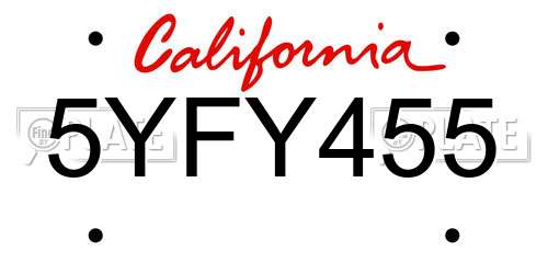 5YFY455 California License Plate