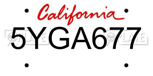 5YGA677 California License Plate