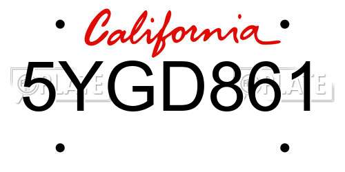 5YGD861 California License Plate