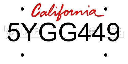 5YGG449 California License Plate