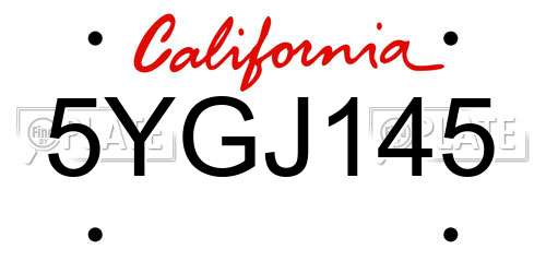 5YGJ145 California License Plate
