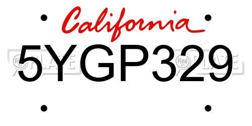 5YGP329 California License Plate