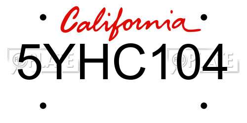 5YHC104 California License Plate
