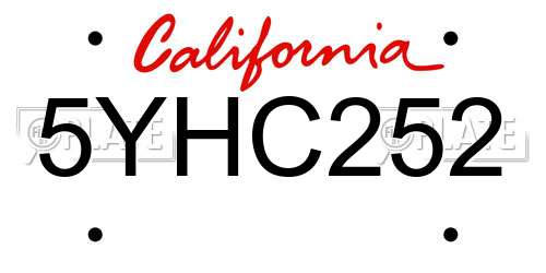 5YHC252 California License Plate