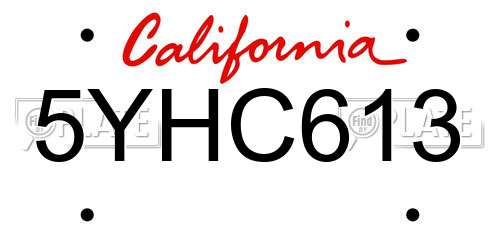 5YHC613 California License Plate