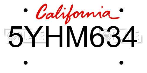 5YHM634 California License Plate