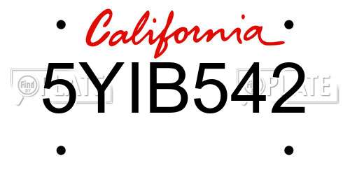 5YIB542 California License Plate