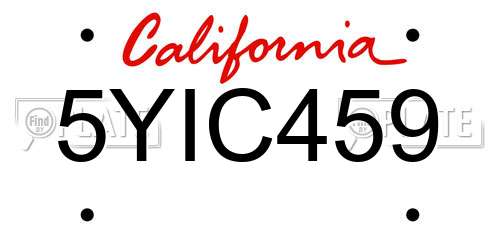 5YIC459 California License Plate