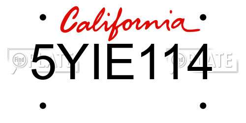 5YIE114 California License Plate