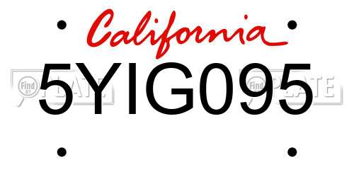 5YIG095 California License Plate