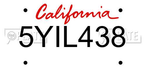 5YIL438 California License Plate