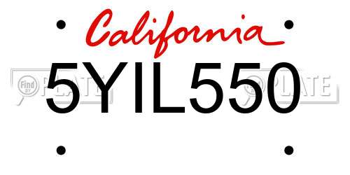 5YIL550 California License Plate