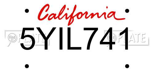 5YIL741 California License Plate