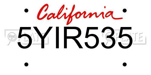 5YIR535 California License Plate
