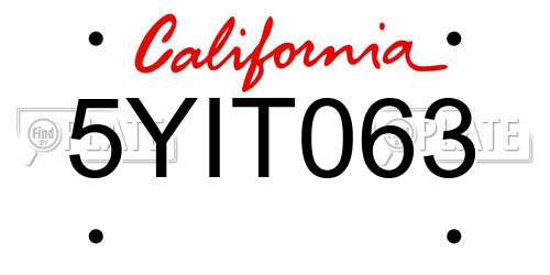 5YIT063 California License Plate