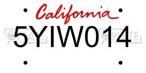 5YIW014 California License Plate