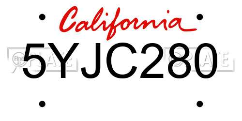5YJC280 California License Plate