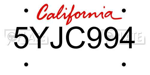 5YJC994 California License Plate