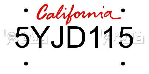 5YJD115 California License Plate