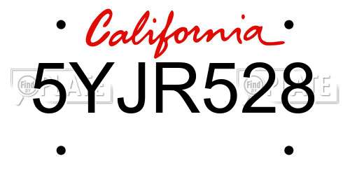 5YJR528 California License Plate