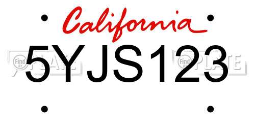 5YJS123 California License Plate
