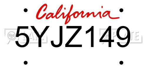 5YJZ149 California License Plate