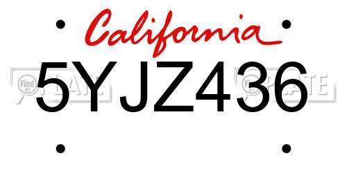 5YJZ436 California License Plate