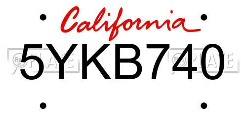 5YKB740 California License Plate