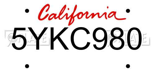 5YKC980 California License Plate