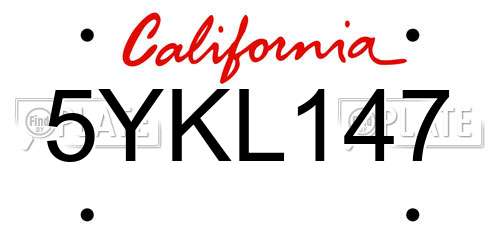 5YKL147 California License Plate